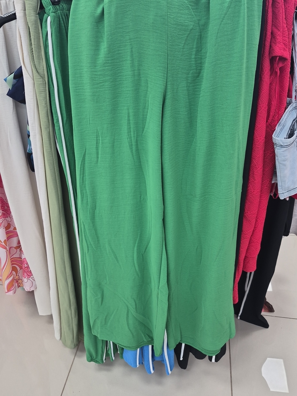 Wide-Leg Green Pull-On Pants